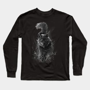 Funny wolf - black and white version Long Sleeve T-Shirt